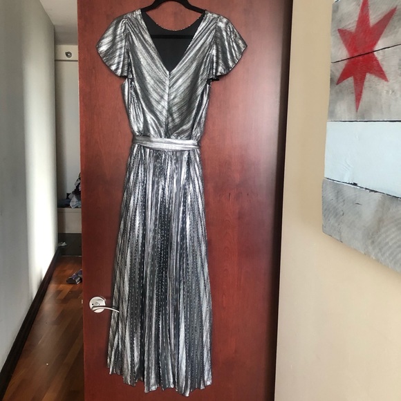 NWOT Karen Millen Silk A Line Dress w Pleats - Picture 5 of 5